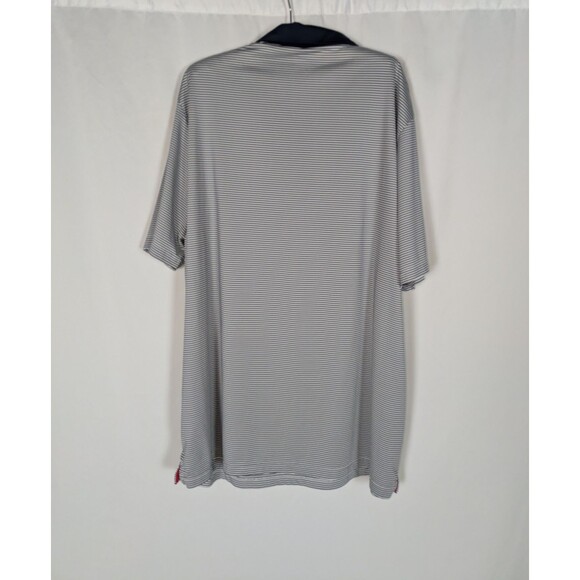 Pwomag Shirt 3XL Men's Blue Striped Short Sleeve Polo Golf Athletic Comfortable - Picture 4 of 6